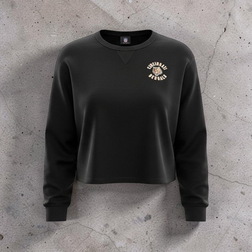 New Era Cincinnati Bengals Cropped Boxy Sweatshirt Black Women's XXL 2XL NWT